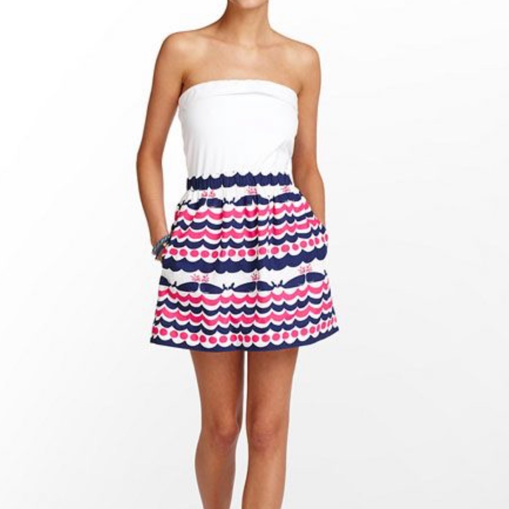 Lily Pulitzer Whales Tales strapless dress